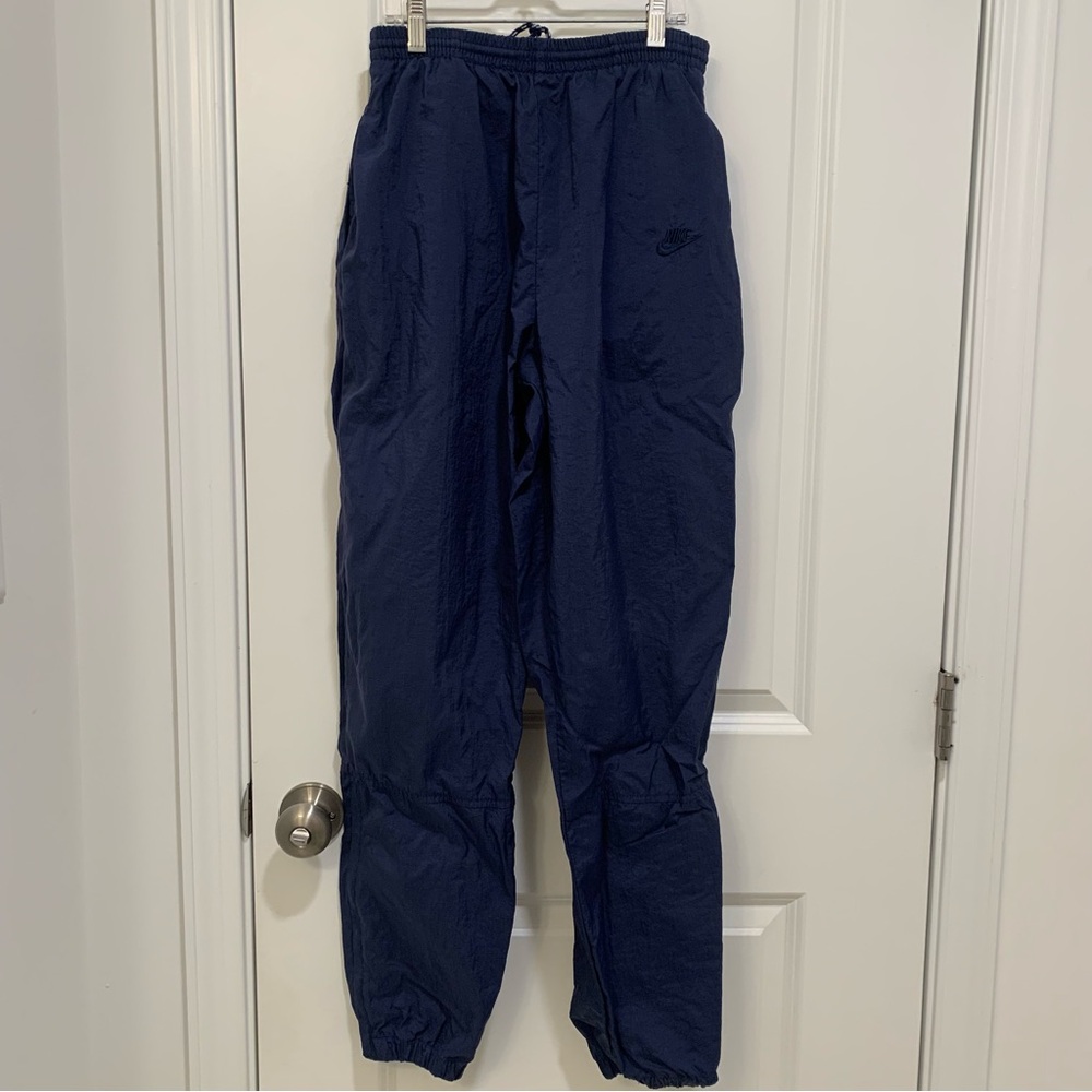 Nike Women's Vintage Dark Blue Navy Nylon Joggers Track Pants Size Small